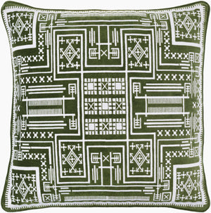 Surya Camaxtli 18"X18" Global Style Accent Pillow – Vibrant Cotton Decor For A Stunning Living Space! Medium Green Cotton,Cotton Cax001-1818d