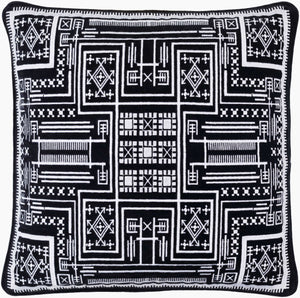 Surya Camaxtli 18"X18" Global Style Accent Pillow – Vibrant Cotton Decor For A Stunning Living Space! Black Cotton,Cotton Cax002-1818