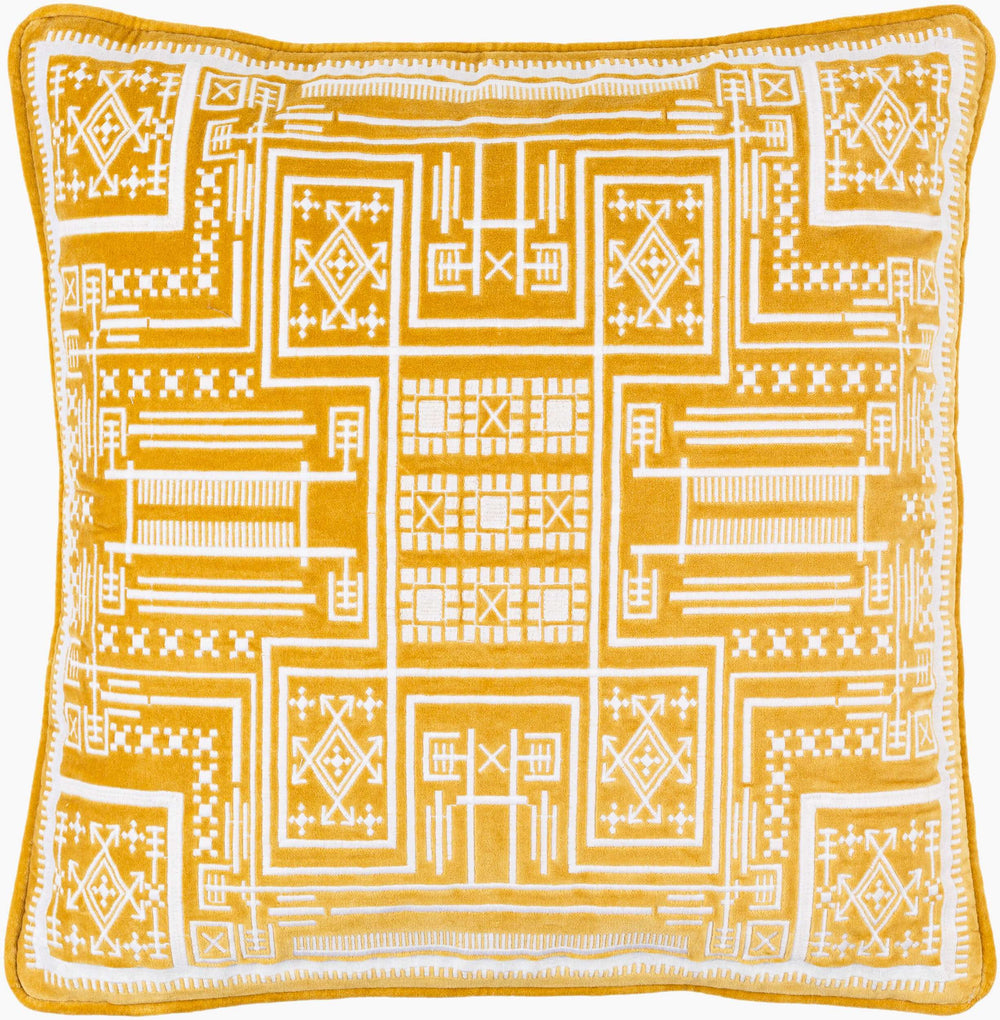 Surya Camaxtli 18"X18" Global Style Accent Pillow – Vibrant Cotton Decor For A Stunning Living Space! Mustard Cotton,Cotton Cax003-2020p