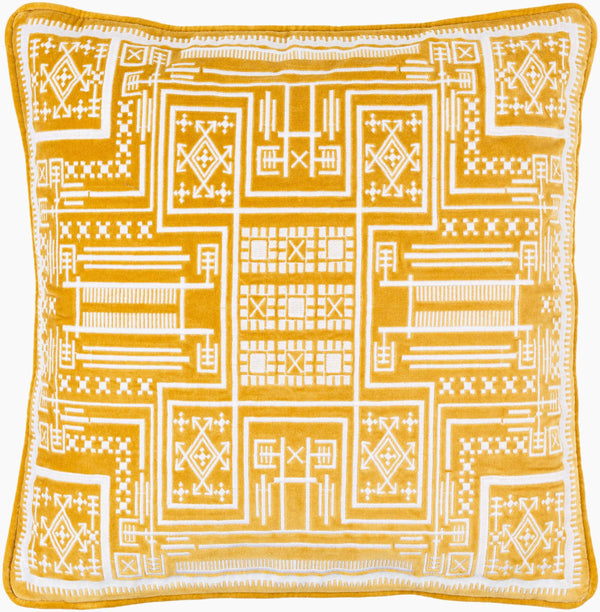 Surya Camaxtli 18"X18" Global Style Accent Pillow – Vibrant Cotton Decor For A Stunning Living Space! Mustard Cotton,Cotton Cax003-2020p