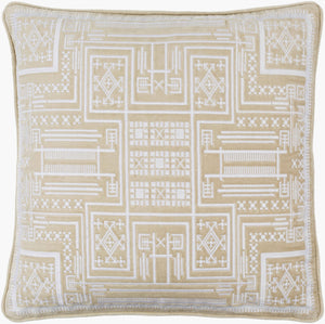 Surya Camaxtli 18"X18" Global Style Accent Pillow – Vibrant Cotton Decor For A Stunning Living Space! Beige Cotton,Cotton Cax004-2222p