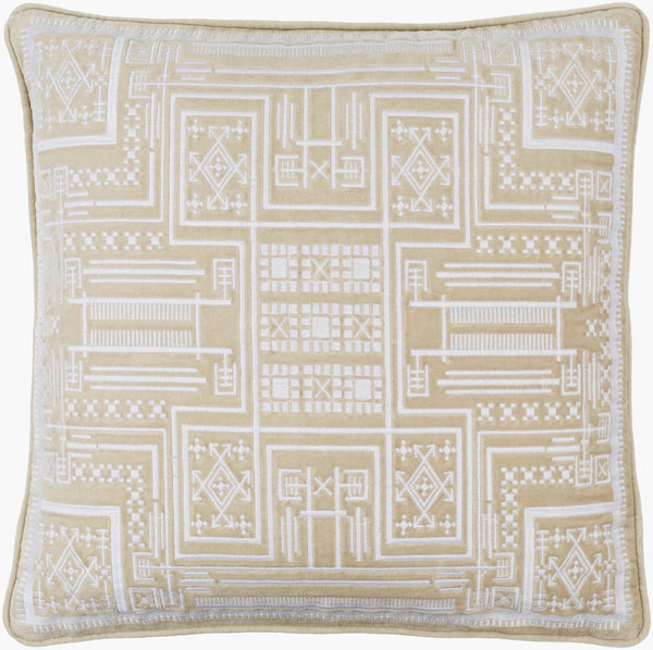 Surya Camaxtli 18"X18" Global Style Accent Pillow – Vibrant Cotton Decor For A Stunning Living Space! Beige Cotton,Cotton Cax004-2222p