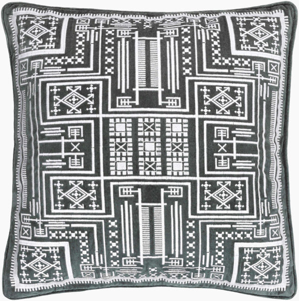 Surya Camaxtli 18"X18" Global Style Accent Pillow – Vibrant Cotton Decor For A Stunning Living Space! Charcoal Cotton,Cotton Cax005-1818