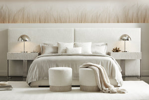 Bernhardt Bernhardt Solaria Fully Upholstered Panel Bed With Dual Headboard Panels And Exposed Ash Feet, Luxe Retro-Modern Appeal Weathered Bone 160"W x 90"D x 58"H K1748