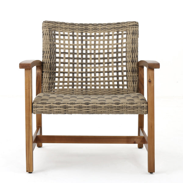 English Elm Christopher Knight Home® - Outdoor Acacia Wicker Club Chairs Set (2) - Natural/Grey Acacia Frame, 400 lb Capacity, All-Weather Comfort 60397.00WTC
