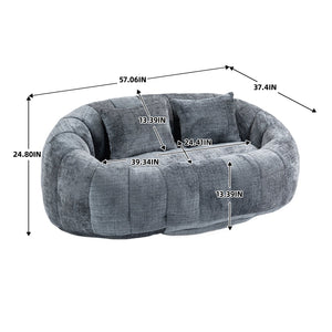 English Elm Bean Bean Bag Sofa High-Density Memory Foam Two-Seater Lounger High Back Chenille Cozy Support Gray W395P181439
