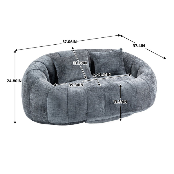 English Elm Bean Bean Bag Sofa High-Density Memory Foam Two-Seater Lounger High Back Chenille Cozy Support Gray W395P181439