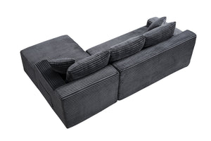 English Elm 94.5" Jumbo Corduroy Cloud Sectional Deep Seat L-shape Couch for Living Room W5515P479905