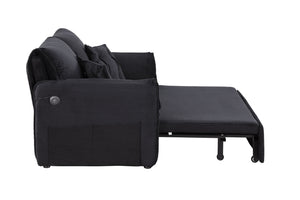 English Elm 3 In 1 Sleeper Sofa Couch Bed - Modern Black Fabric, Adjustable Comfort For Small Spaces & Guests W1420P225085