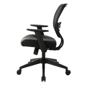 OSP Home Furnishings Professional Airgrid Mesh Back Manager Chair with Lumbar Support and Bonded Leather Seat 5700E