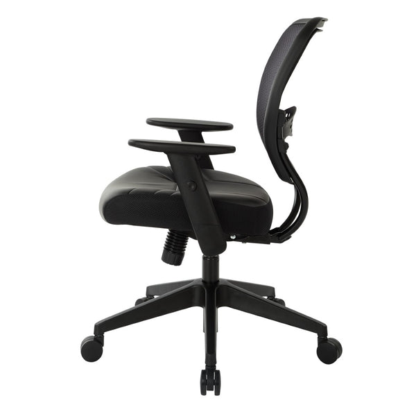 OSP Home Furnishings Professional Airgrid Mesh Back Manager Chair with Lumbar Support and Bonded Leather Seat 5700E