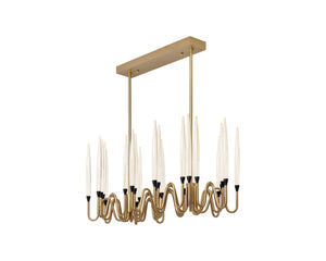 Sunpan Hestia Chandelier - Elegant Brushed Gold Iron Frame with Acrylic Rods for Timeless Home Decor Small - 20W x 40D x 53H