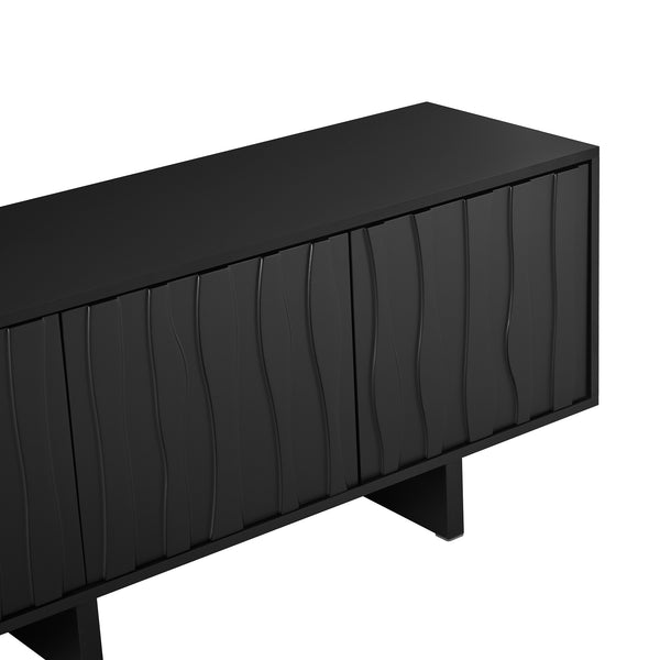 English Elm Retro Wood Grain Media Console Wavy Door Cabinet for Living Room Tvs 75 In N721P379534B