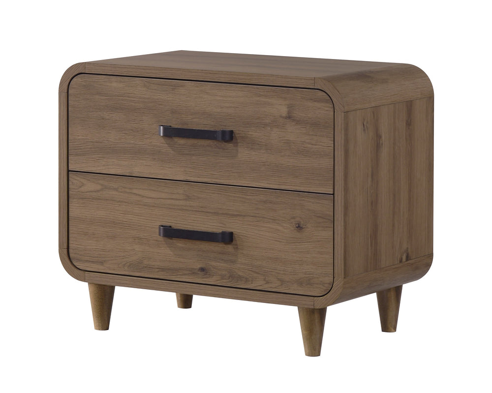 English Elm 1pc Contemporary Wooden Nightstand with Two Deep Drawers Warm Brown Bedroom Storage B2741P482250