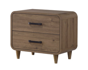 English Elm 1pc Contemporary Wooden Nightstand with Two Deep Drawers Warm Brown Bedroom Storage B2741P482250