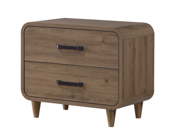 English Elm 1pc Contemporary Wooden Nightstand with Two Deep Drawers Warm Brown Bedroom Storage B2741P482250