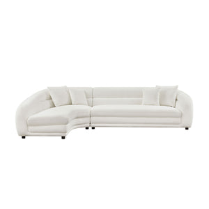 English Elm 125.2 Inch Curved Modular Sectional Sofa White Polyester Upholstered Living Room Couch W2582S00193