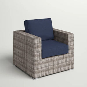 English Elm wicker Club Chair GREY - All-Weather HDPE Wicker on Aluminum Frame, Plush UV-Resistant Cushions, No Assembly (34"L) B120P233817
