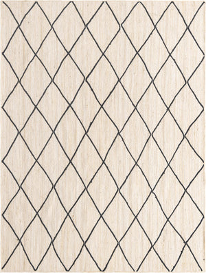 Unique Loom Braided Jute Trellis Hand Braided Solid Rug Ivory and Black, Black 8' 0" x 11' 0"