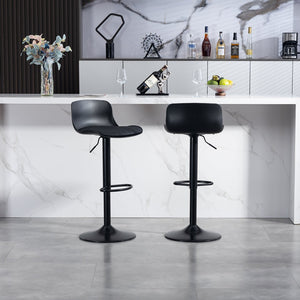 English Elm Bar Stools Set of 2 Adjustable Swivel Pu Leather Kitchen Island Seating with Back Black W676P358682