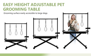 English Elm 47'' Foldable Dog Grooming Table X-lift Adjustable Height Station with Arm Noose Organizer W3587P358750