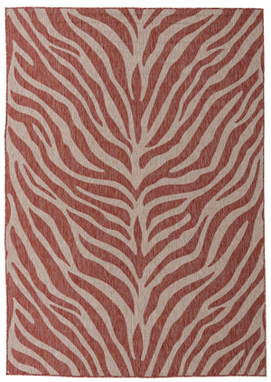 Unique Loom Outdoor Safari Tsavo Machine Made Animal Print Rug Rust Red, Ivory/Gray 7' 10" x 11' 0"