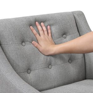 English Elm Contemporary Button-Tufted Accent Chair with Plush Fabric, Curved Arms and Solid Wood Legs for Living Gray 26.5 L x 28.5 W x 22.5 H B011P281837