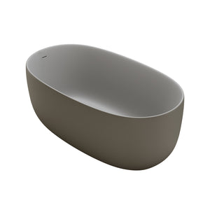 English Elm 47'' Stone Resin Freestanding Soaking Tub Sculptural Modern Bath with Drain Included W2753P478406