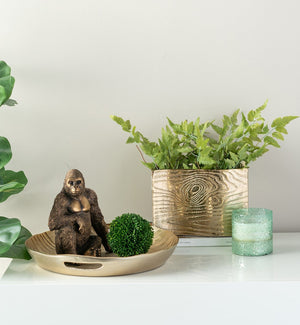 English Elm 9.8x3.7x6.9" Gold Aluminum Wavy Rectangular Vase Sculptural Tabletop Glam Accent W2078P489212