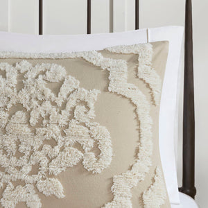 JLA Home Madison Park - 3 Tufted Cotton Chenille Damask Duvet Set with Button Closure, Corner Ties, OEKO-TEX Comfort 92 L x 104 W x 0.13H MP12-7105