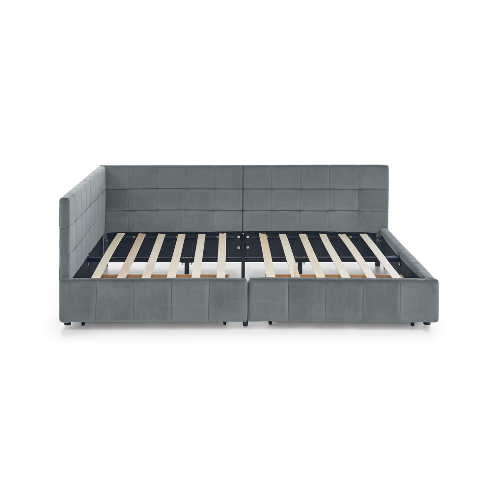 English Elm Full Size Velvet Upholstered Tufted Sofa Bed Frame With Storage, Grey Loveseat & Comfortable Seating W487S00308