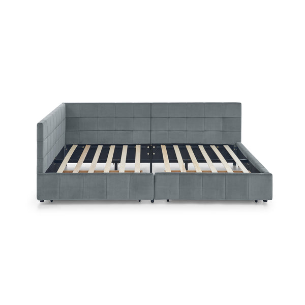 English Elm Full Size Velvet Upholstered Tufted Sofa Bed Frame With Storage, Grey Loveseat & Comfortable Seating W487S00308