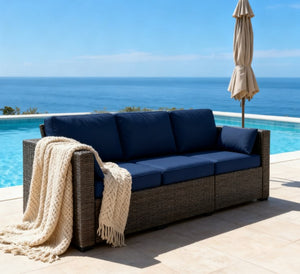 English Elm Seater Outdoor Pe Rattan Sofa Deep Cushioned Patio Couch for Deck or Poolside T3971P417835