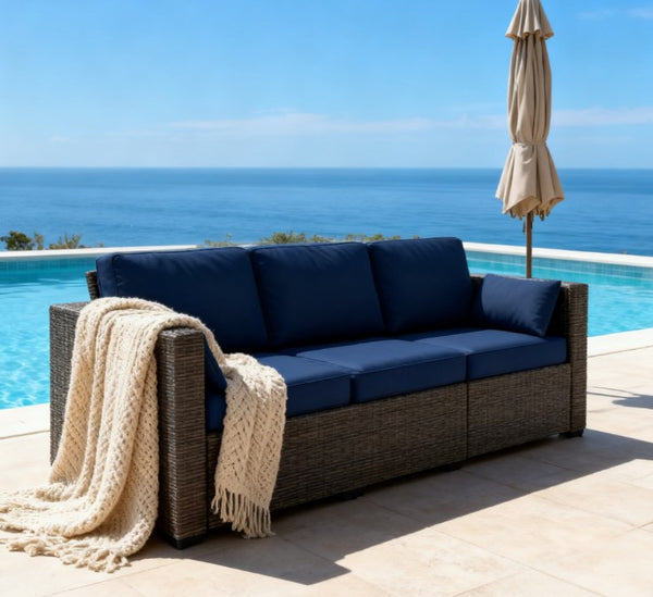 English Elm Seater Outdoor Pe Rattan Sofa Deep Cushioned Patio Couch for Deck or Poolside T3971P417835