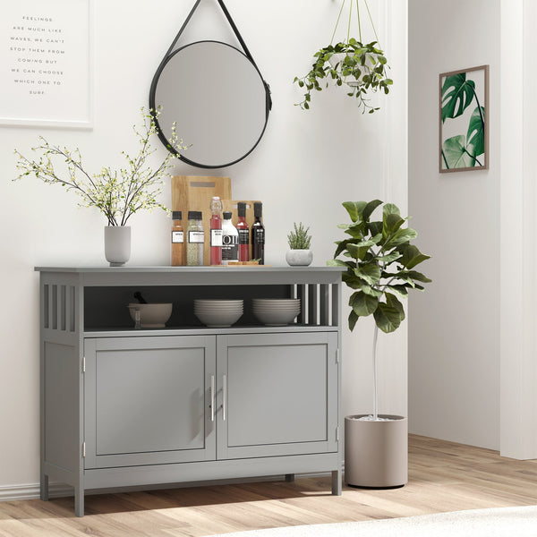 English Elm Homcom Modern Sideboard Buffet Cabinet: Stylish Grey Storage For Kitchen, Dining, Or Coffee Bar W2225P217395