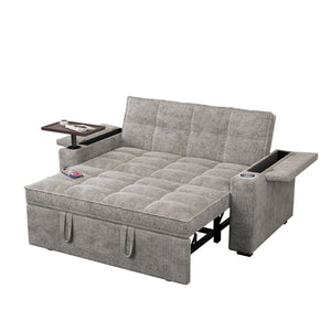 English Elm 65'' Chenille Velvet Convertible Sofa Bed with Swivel Tray and Built-in Storage Armrest W1825P452790