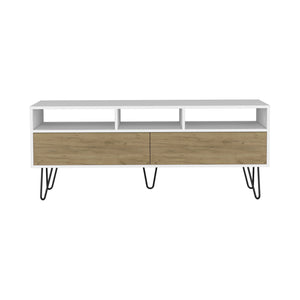 English Elm Tori 54" Wide Two-Door Cabinet TV Stand with Hidden Pull-Down Doors, 3 Shelves, Cable Mgmt B200P286940