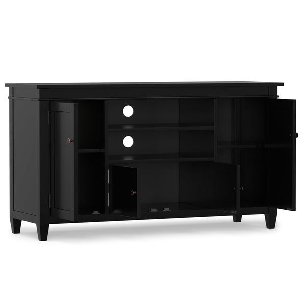 English Elm Carlton Handcrafted Pine TV Media Stand in Black for TVs up to 60" with Cord Management & Storage B136P261843