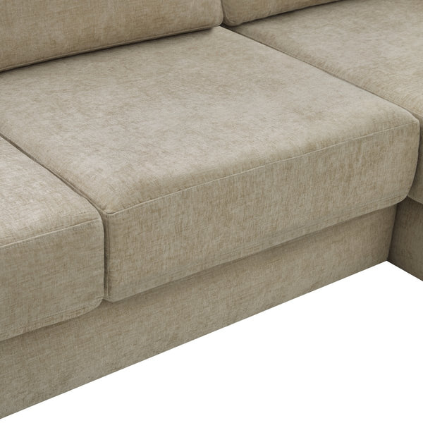 English Elm L-shaped Chenille Sectional Sofa with Deep Modular Seating and Layered Cushion Comfort Brown N763S000090D