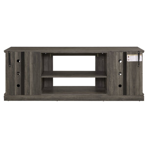 English Elm 70" Modern TV Stand with Faux Stone Top, Spacious 2-Door Media Console with Cable Management and Adjustable Shelves, Vintage Metal Handles, Durable MDF Construction for Living Room Entertainment (Fits up to 75") Grey W2275P342688
