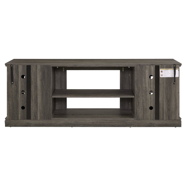 English Elm 70" Modern TV Stand with Faux Stone Top, Spacious 2-Door Media Console with Cable Management and Adjustable Shelves, Vintage Metal Handles, Durable MDF Construction for Living Room Entertainment (Fits up to 75") Grey W2275P342688