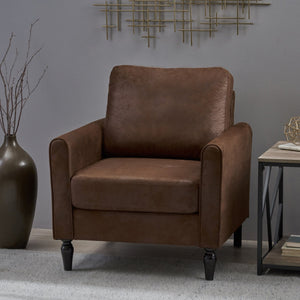 English Elm Chair Low Profile Club Seat Birch Frame Microfiber Upholstery Modern Living Room 63565.00MFBRN