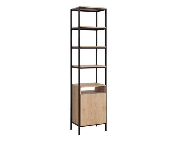 Sunpan Ambrose Modular Bookcase - Modern Oak Design with Elegant Iron Frame, Perfect for Any Space Small - 20.5W x 16.5D x 82.75H