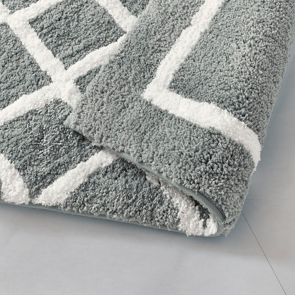 JLA Home Madison Park - Reversible Plush High-Pile Tufted Microfiber Bath Rug with OEKO-TEX Safety, Machine Washable Comfort Grey MP72-5666