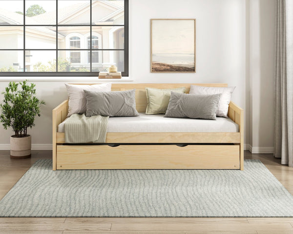 English Elm Daybed Solid Pine Wood Frame Transitional Sofa Sleeper for Studios and Guest Rooms B011S02449