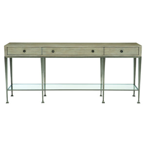 Bernhardt Bernhardt Santa Barbara Console Table With Textured Oak Veneer, Tempered Glass Shelf & Vintage Nickel Base 385910