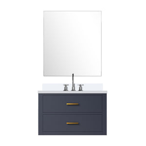 English Elm Blue Single Bath Vanity Set With Cultured Marble Countertop, Chrome Faucet & Frameless Mirror, 30" W B2731S01977