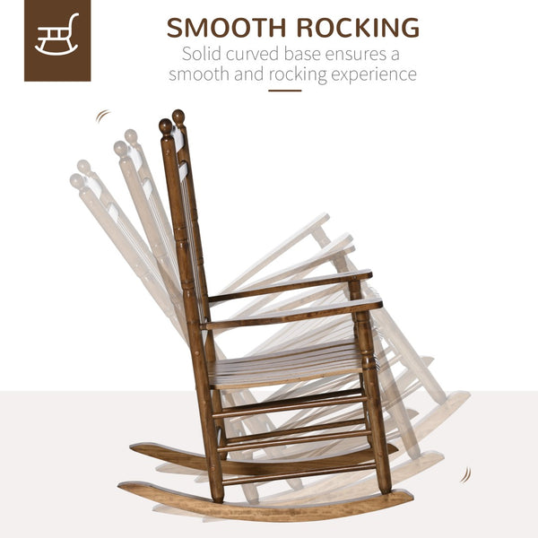 English Elm Outsunny Traditional High-Back Wooden Rocking Chair – Elegant Comfort For Indoor/Outdoor Spaces W2225P217093-GIGA