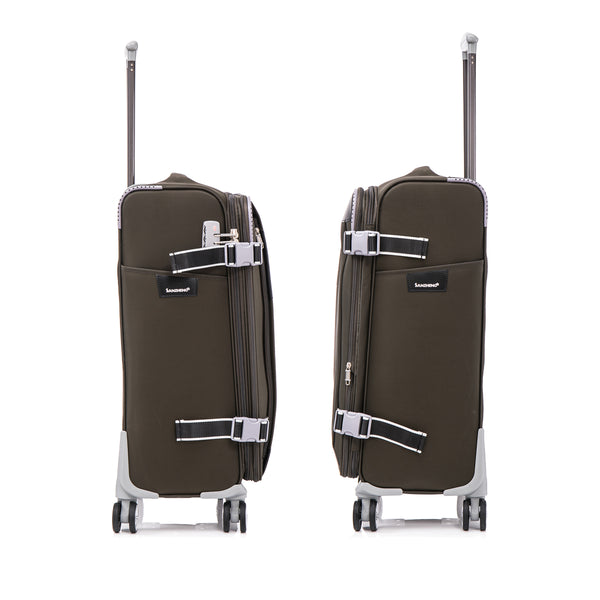 English Elm Softside Expandable Spinner Luggage Set Four Piece Lightweight Travel Collection Sage Green T3292P343901