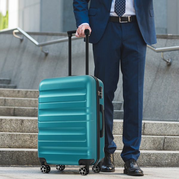 English Elm Hardshell Abs Four Piece Luggage Set with Spinner Wheels Tsa Lock Packing Cubes Blue N730P262653D